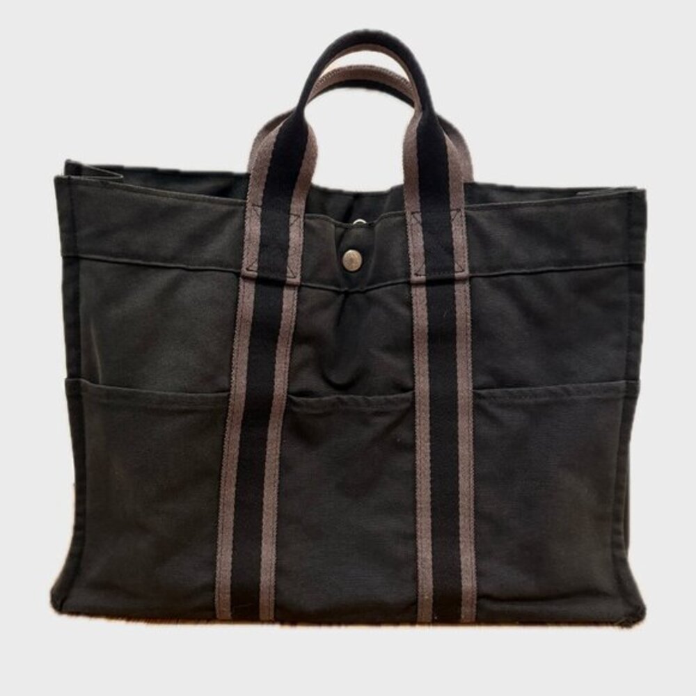 Hermes Fourre Tout PM Dark Gray Canvas Tote Bag